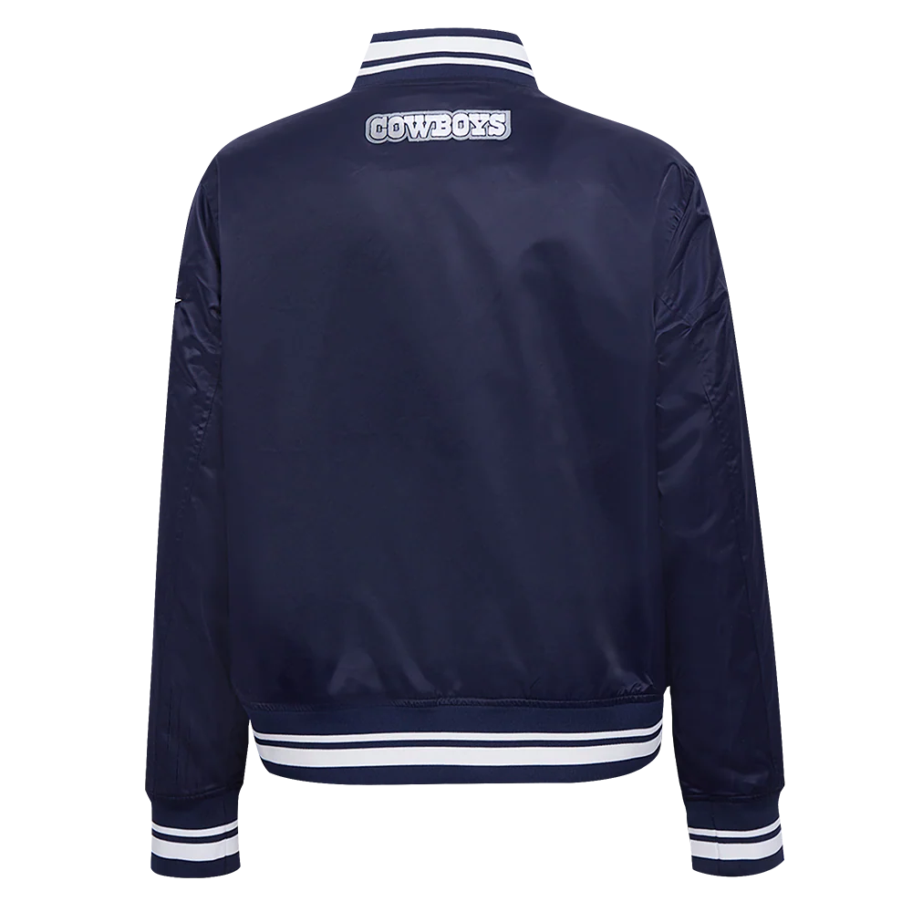 NFL DALLAS COWBOYS SCRIPT TAIL WOMEN'S SATIN JACKET (MIDNIGHT NAVY) - Image 3