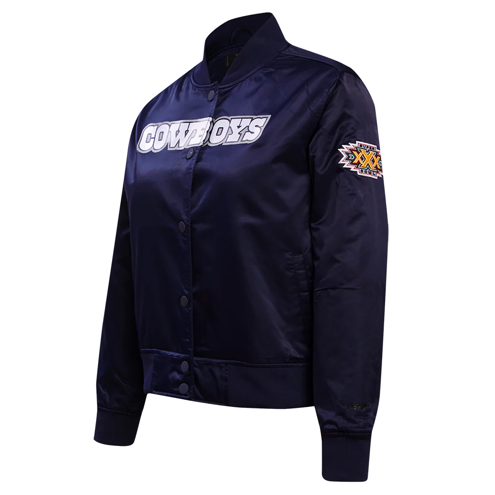 NFL DALLAS COWBOYS CLASSIC WOMEN'S SATIN JACKET (MIDNIGHT NAVY) - Image 2
