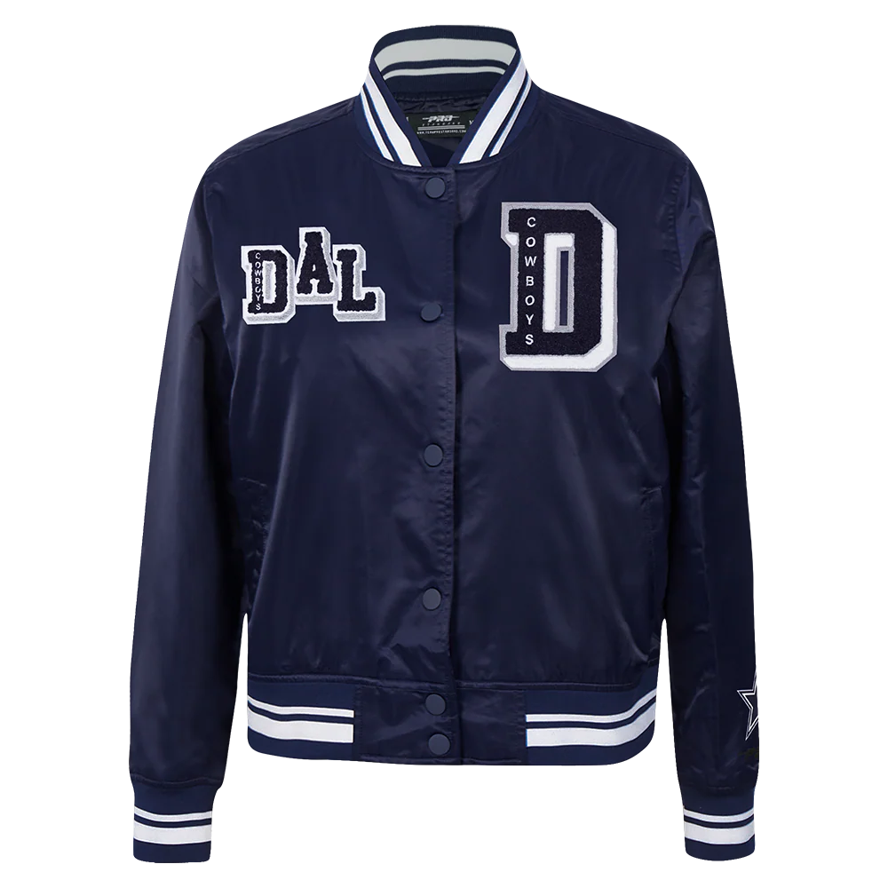 NFL DALLAS COWBOYS MASHUP WOMEN'S RIB SATIN JACKET (MIDNIGHT NAVY)