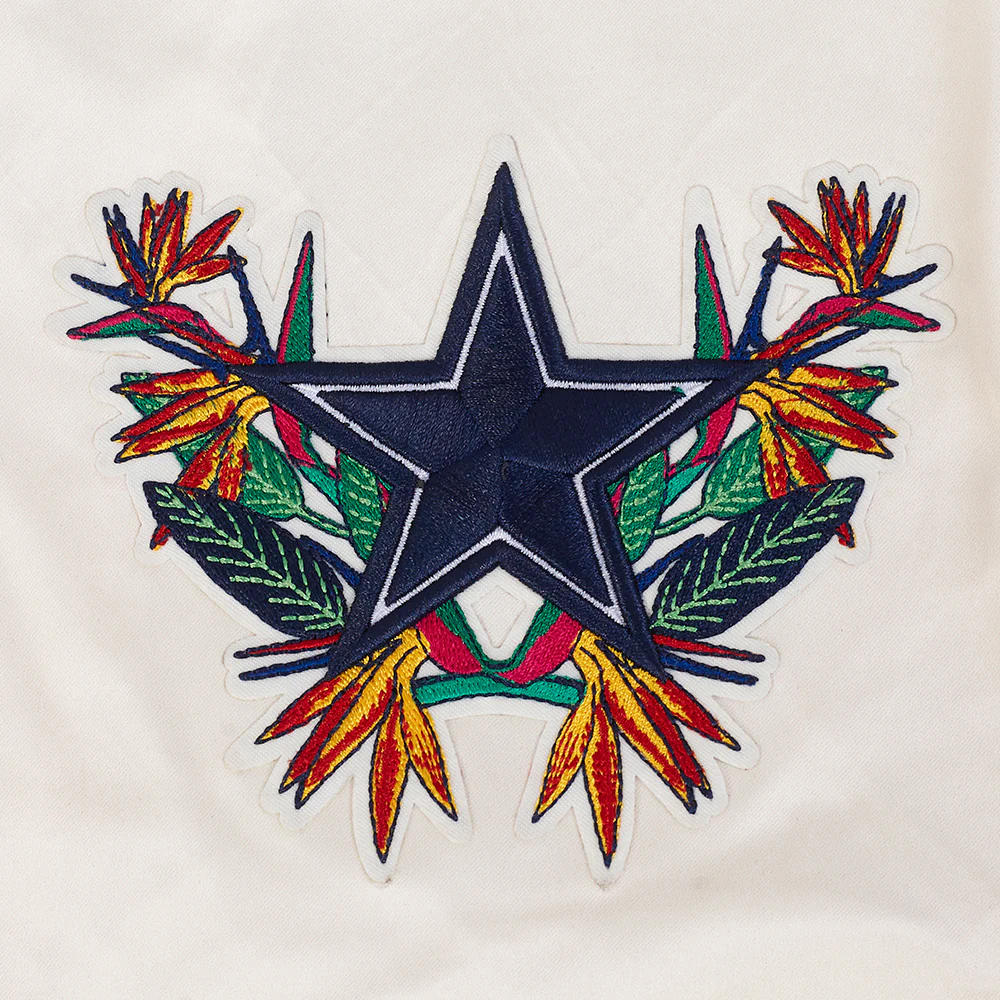 NFL DALLAS COWBOYS PARADISE WOMEN'S SATIN JACKET (EGGSHELL/ BLACK) - Image 5