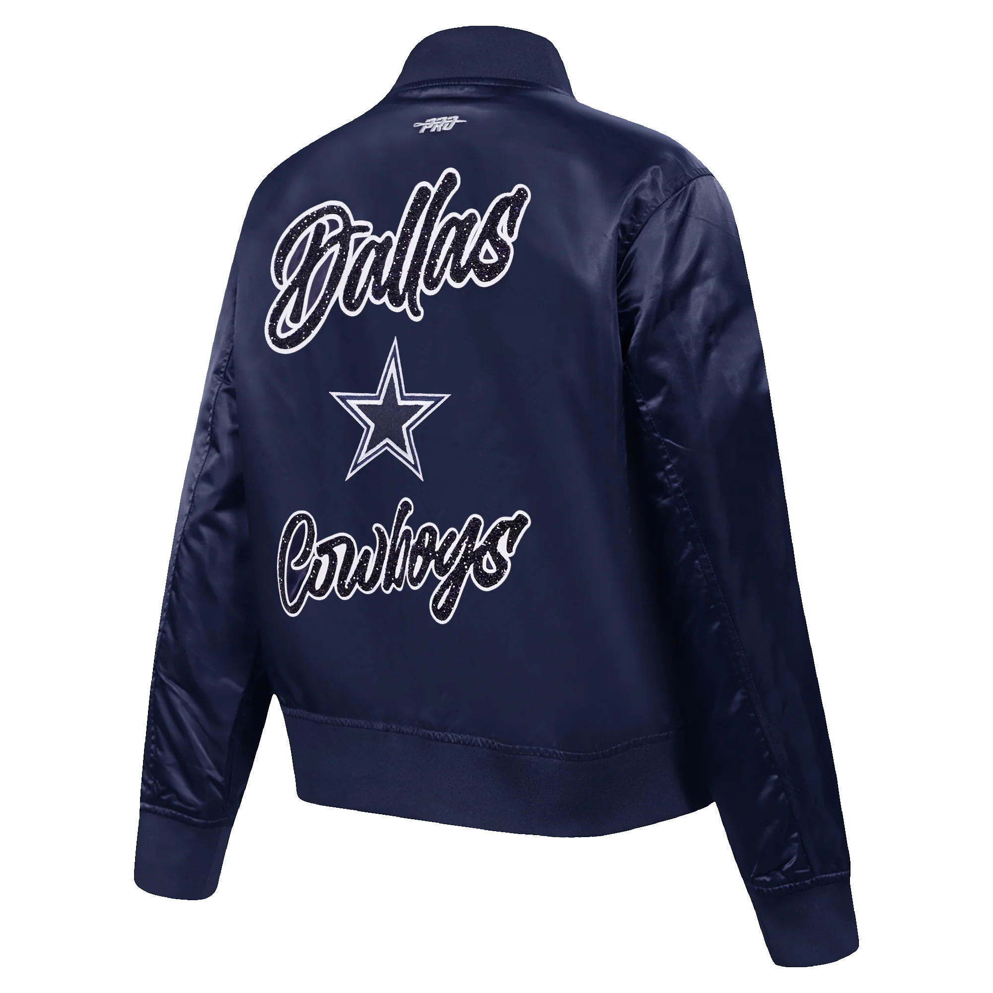 NFL DALLAS COWBOYS TEAM CRYSTALLINE WOMEN'S SATIN JACKET (MIDNIGHT NAVY) - Image 4