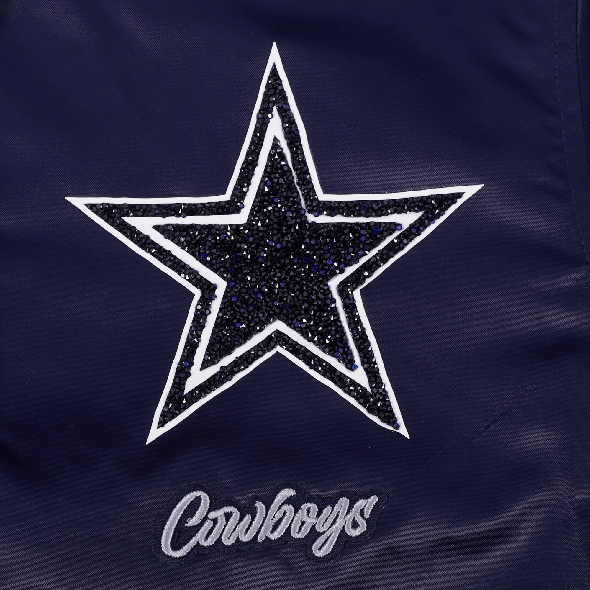 NFL DALLAS COWBOYS TEAM CRYSTALLINE WOMEN'S SATIN JACKET (MIDNIGHT NAVY) - Image 6