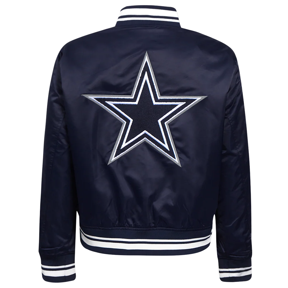 NFL DALLAS COWBOYS MASHUP WOMEN'S RIB SATIN JACKET (MIDNIGHT NAVY) - Image 3