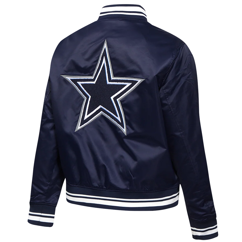 NFL DALLAS COWBOYS MASHUP WOMEN'S RIB SATIN JACKET (MIDNIGHT NAVY) - Image 4