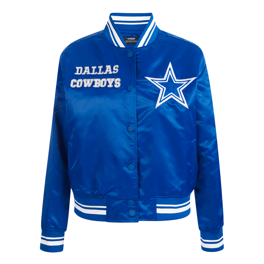 NFL DALLAS COWBOYS RETRO CLASSIC WOMEN'S RIB SATIN JACKET (DODGER BLUE)