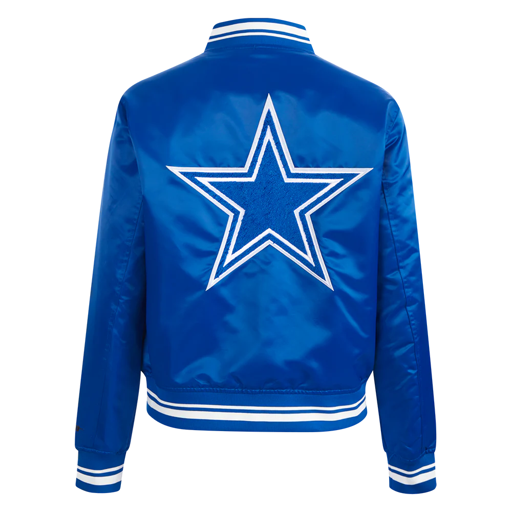 NFL DALLAS COWBOYS RETRO CLASSIC WOMEN'S RIB SATIN JACKET (DODGER BLUE) - Image 3