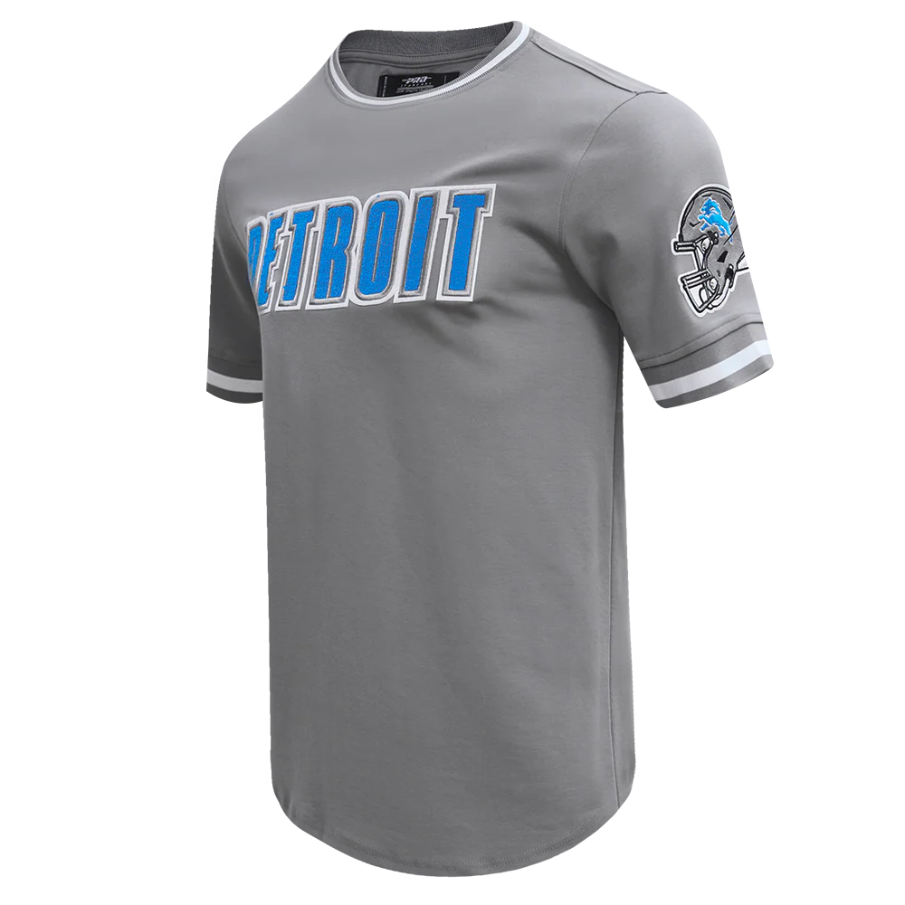 NFL DETROIT LIONS CLASSIC CHENILLE MEN'S DOUBLE KNIT TEE (GRAY) - Image 2