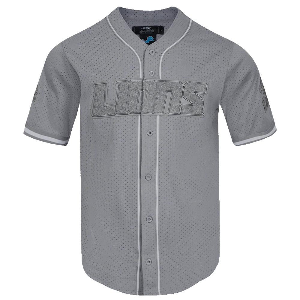 NFL DETROIT LIONS TRIPLE TONAL MESH BUTTON DOWN SHIRT (GRAY)