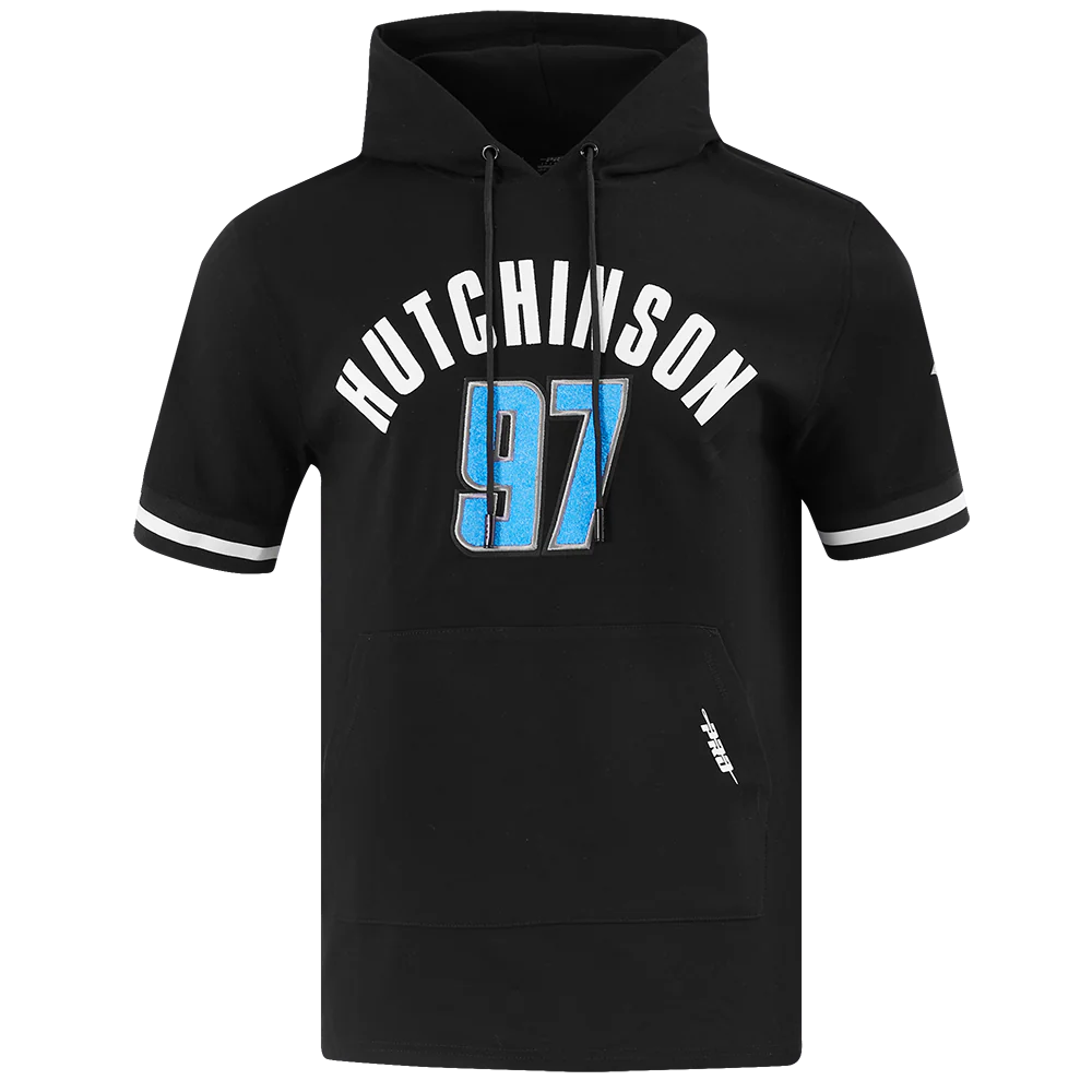 NFL DETROIT LIONS AIDAN HUTCHINSON #97 CLASSIC MEN'S SHORT SLEEVE PULLOVER HOODIE (BLACK)