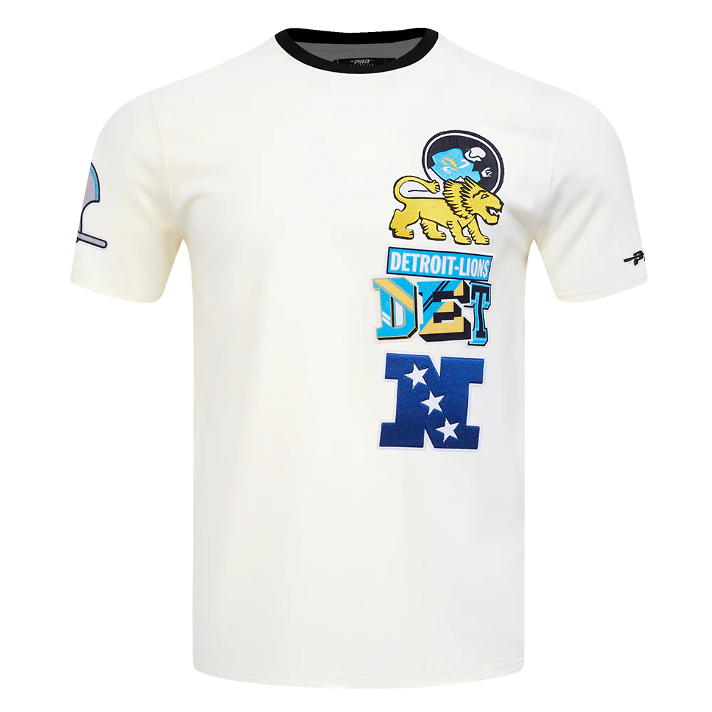 NFL DETROIT LIONS RETRO CASCADE MEN'S RINGER TEE (EGGSHELL/ BLACK)
