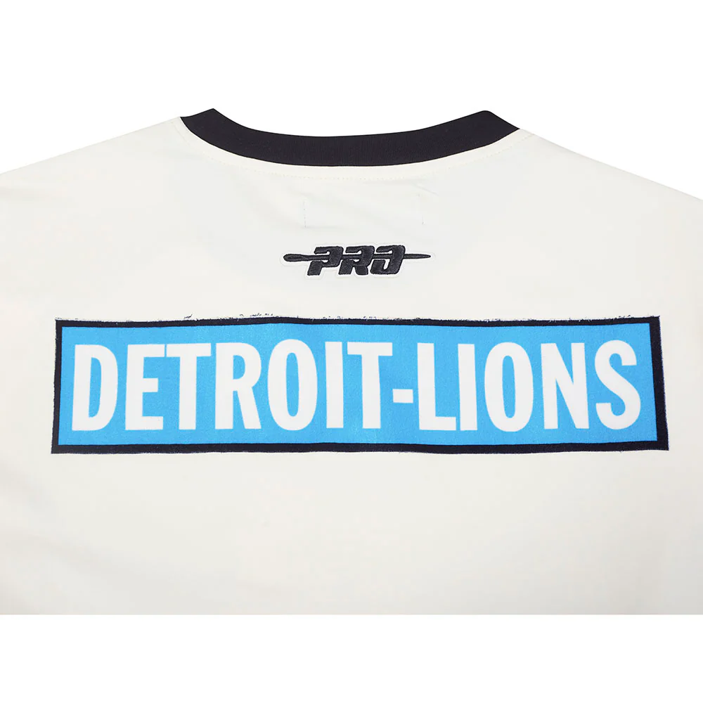 NFL DETROIT LIONS RETRO CASCADE MEN'S RINGER TEE (EGGSHELL/ BLACK) - Image 5
