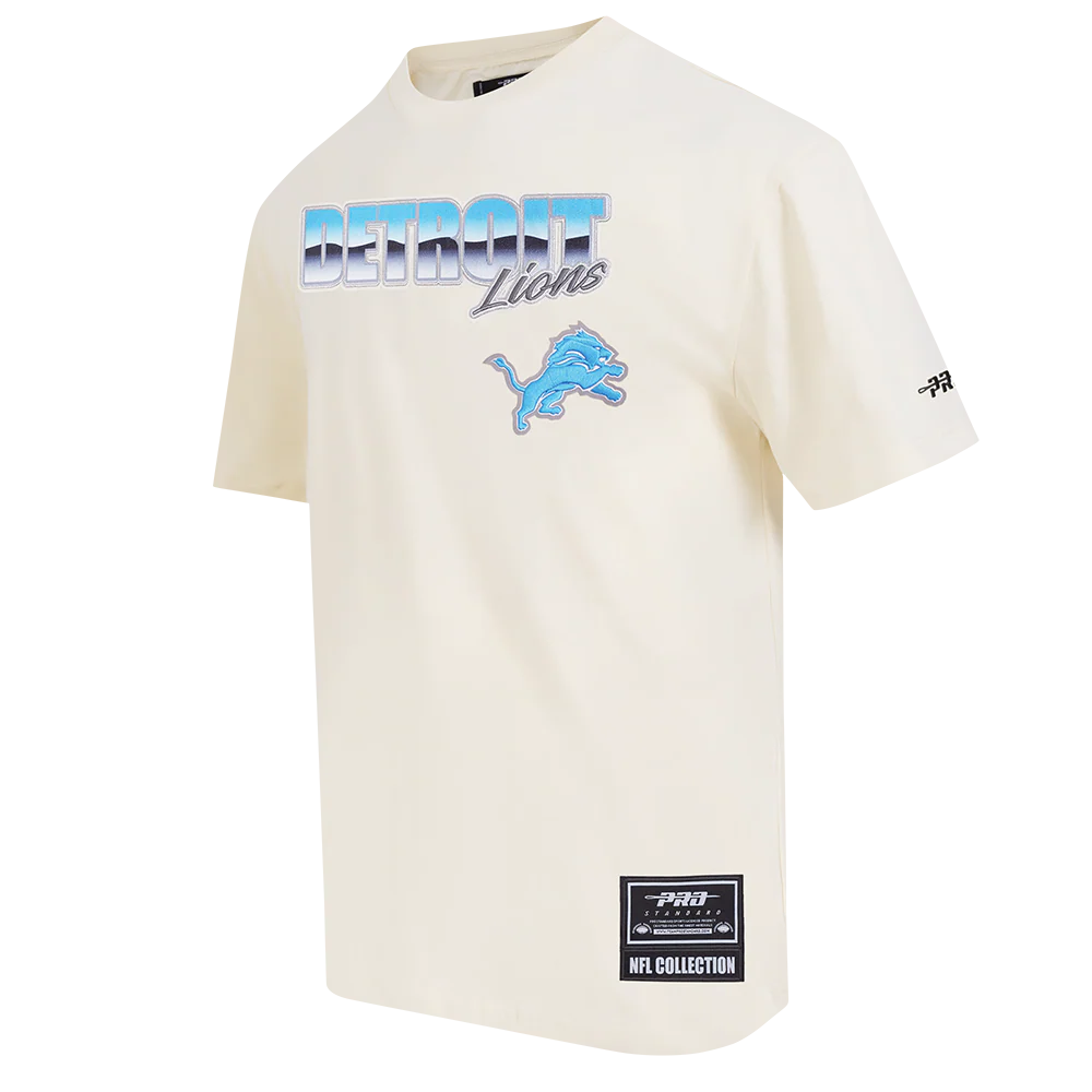 NFL DETROIT LIONS CHROME MEN'S COTTON JERSEY DROP SHOULDER TEE (EGGSHELL) - Image 2