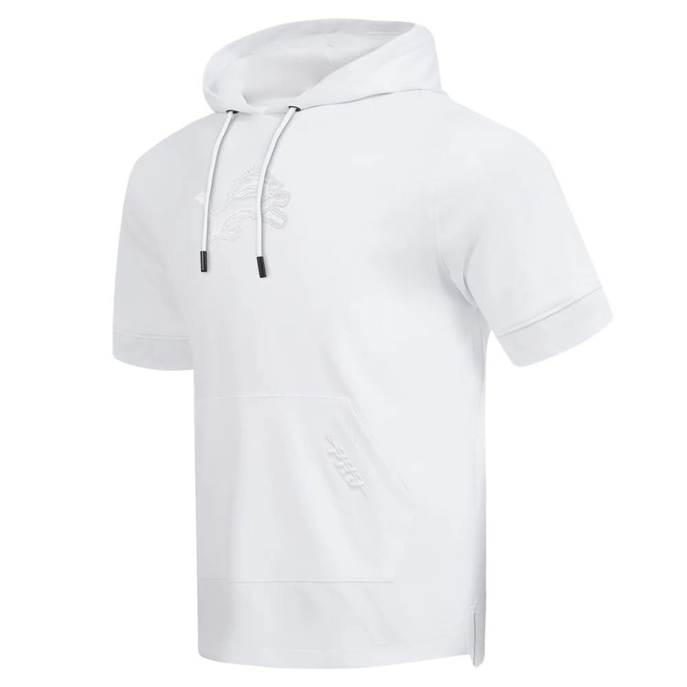 NFL DETROIT LIONS WHITE OUT MEN'S SHORT SLEEVE PULLOVER HOODIE (WHITE) - Image 2