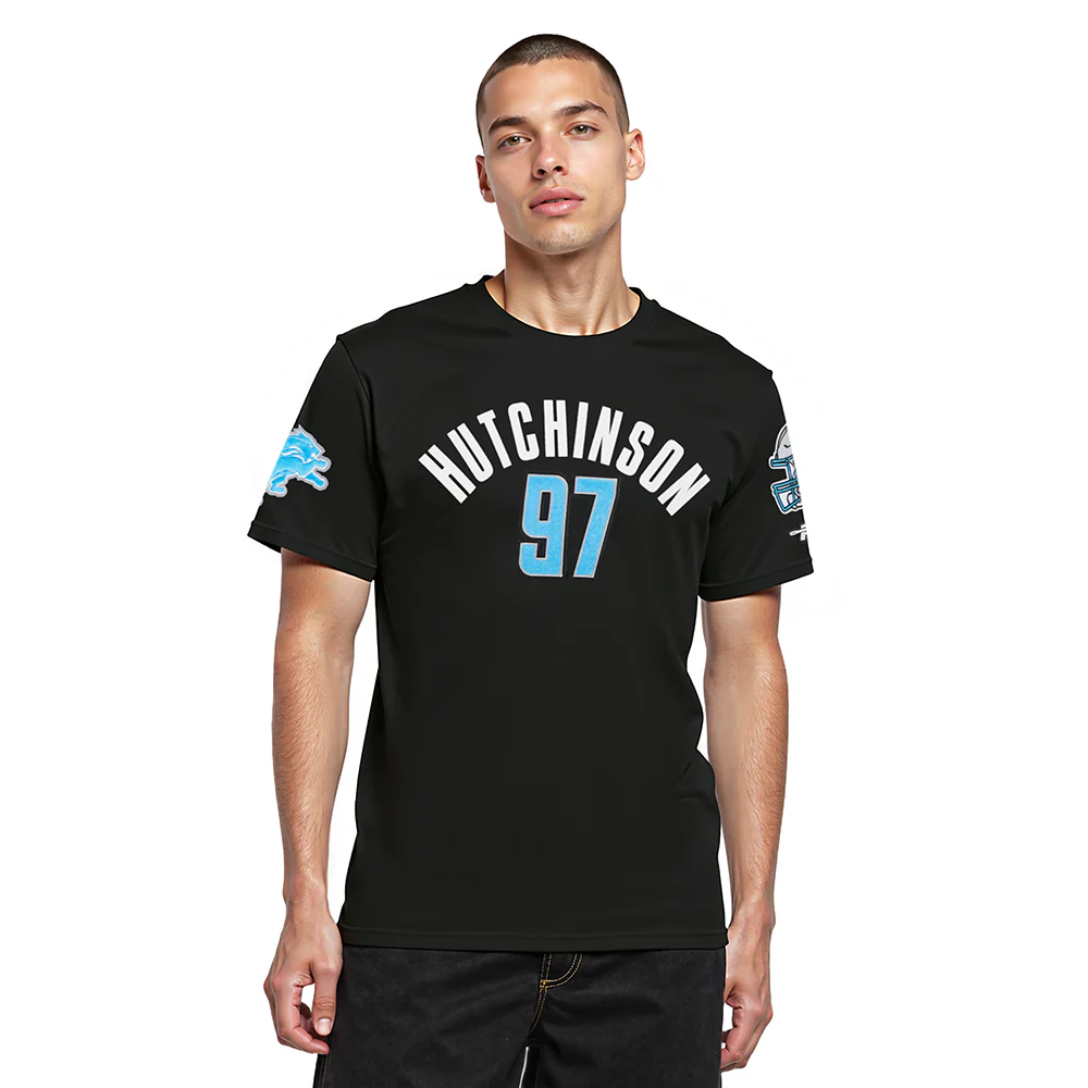 NFL DETROIT LIONS AIDAN HUTCHINSON #97 CLASSIC PNN MEN'S SJ TEE (BLACK)