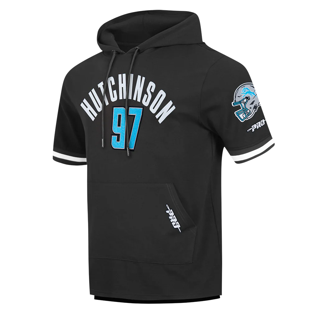 NFL DETROIT LIONS AIDAN HUTCHINSON #97 CLASSIC PNN MEN'S SS PO HOODI (BLACK) - Image 3