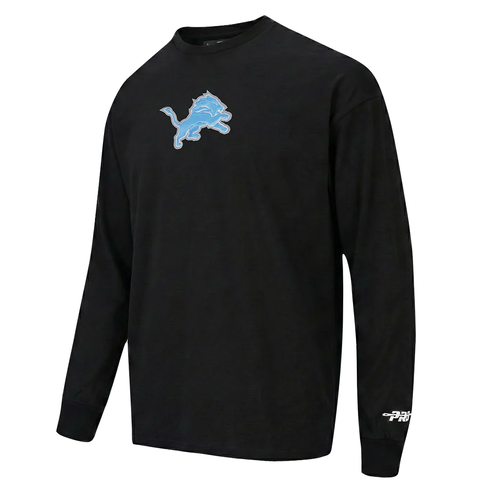 NFL DETROIT LIONS LIVING LARGE MEN'S DROP SHOULDER LS TEE (BLACK) - Image 3