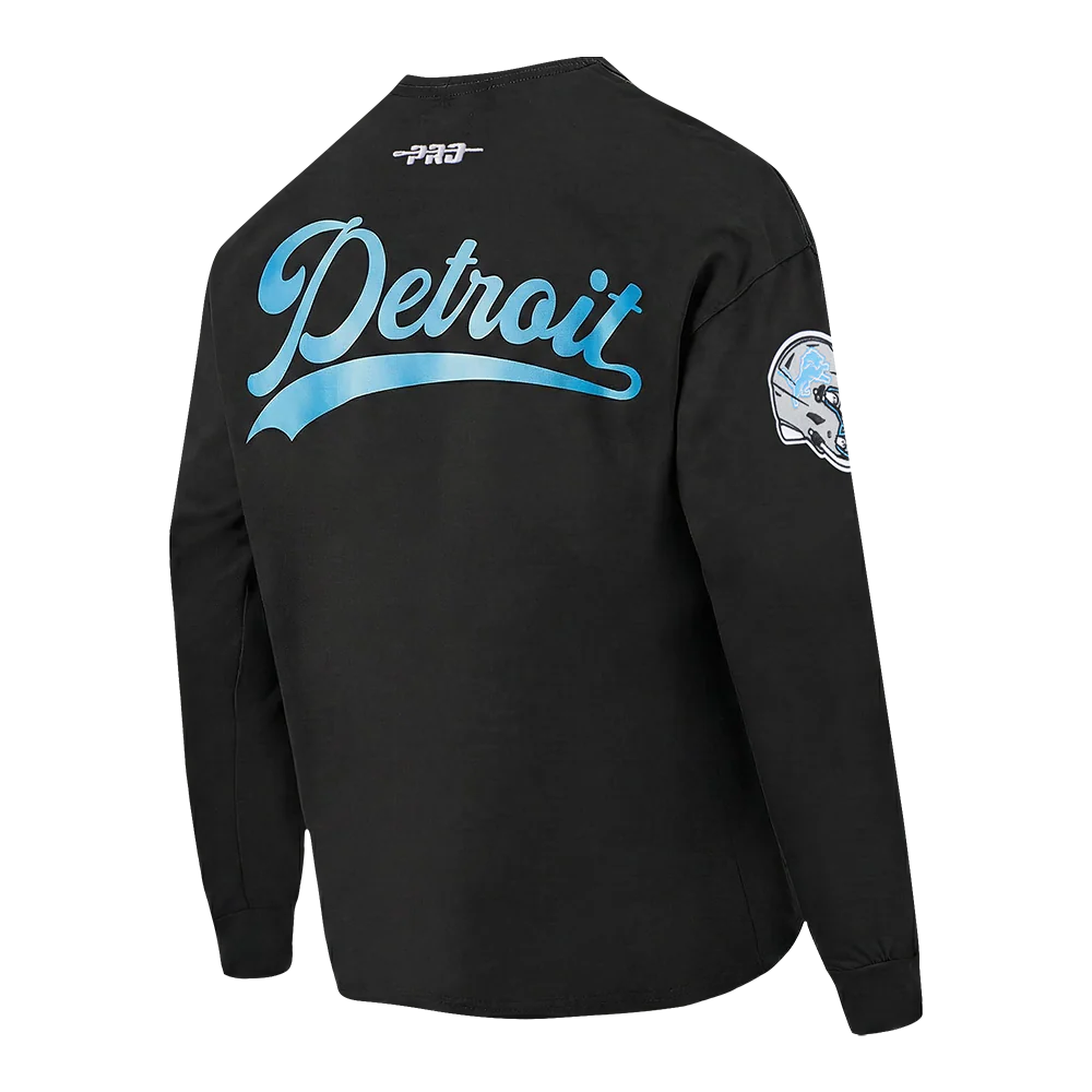 NFL DETROIT LIONS LIVING LARGE MEN'S DROP SHOULDER LS TEE (BLACK) - Image 4