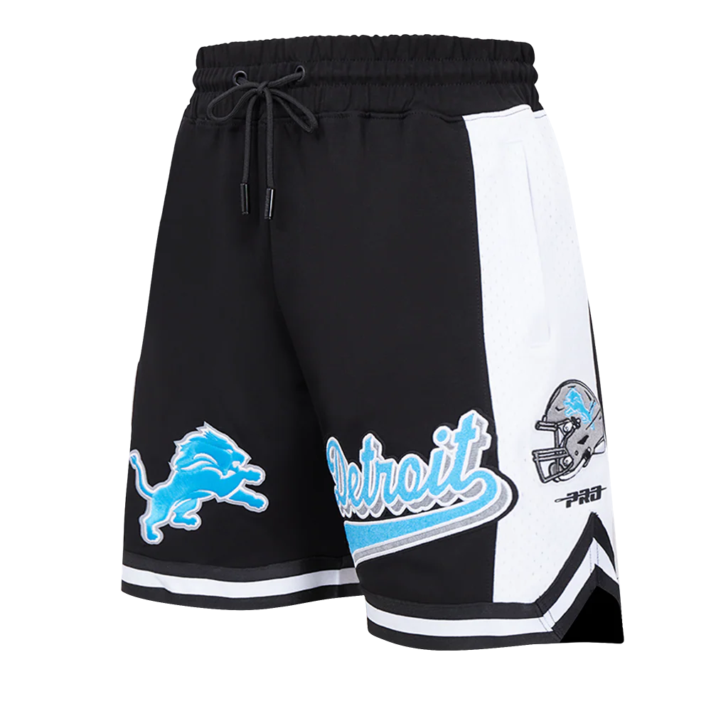 NFL DETROIT LIONS SCRIPT TAIL MEN'S DOUBLE KNIT 2.0 SHORT (BLACK)