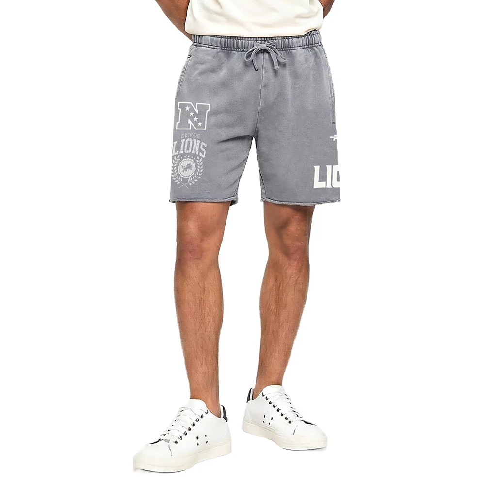 NFL DETROIT LIONS STREET TEAM MEN'S ENZYME WASH FT CUT-OFF SHORT (WASHED GREY)