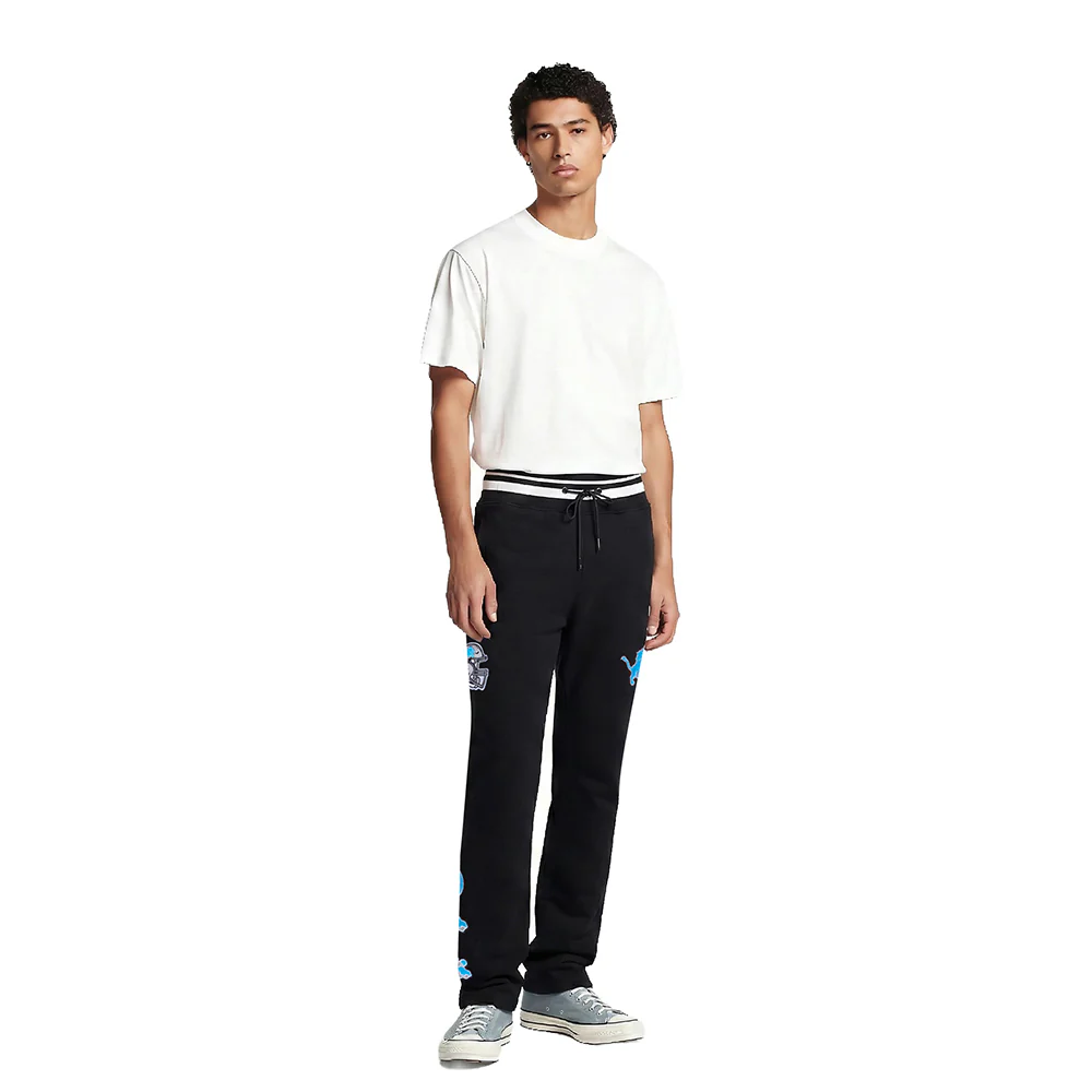 NFL DETROIT LIONS SCRIPT TAIL MEN'S RIB FLEECE SWEATPANT (BLACK) - Image 3