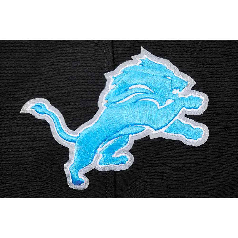 NFL DETROIT LIONS SCRIPT TAIL MEN'S RIB FLEECE PULLOVER HOODIE (BLACK) - Image 8