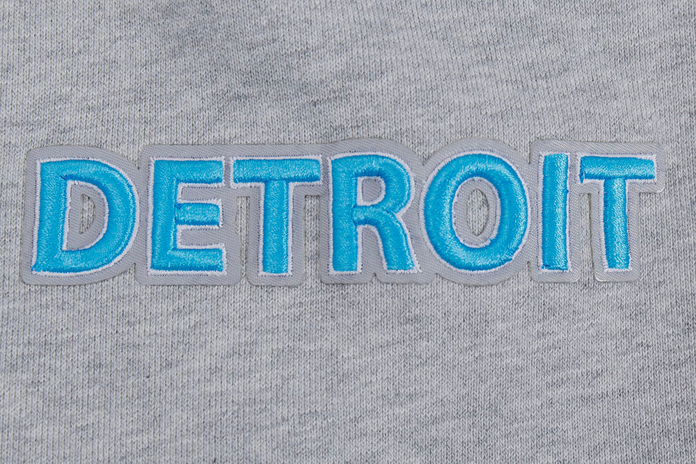 NFL DETROIT LIONS SCRIPT TAIL MEN'S RIB FLEECE PULLOVER HOODIE (HEATHER GRAY/BLACK) - Image 5