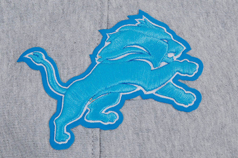 NFL DETROIT LIONS SCRIPT TAIL MEN'S RIB FLEECE PULLOVER HOODIE (HEATHER GRAY/BLACK) - Image 7