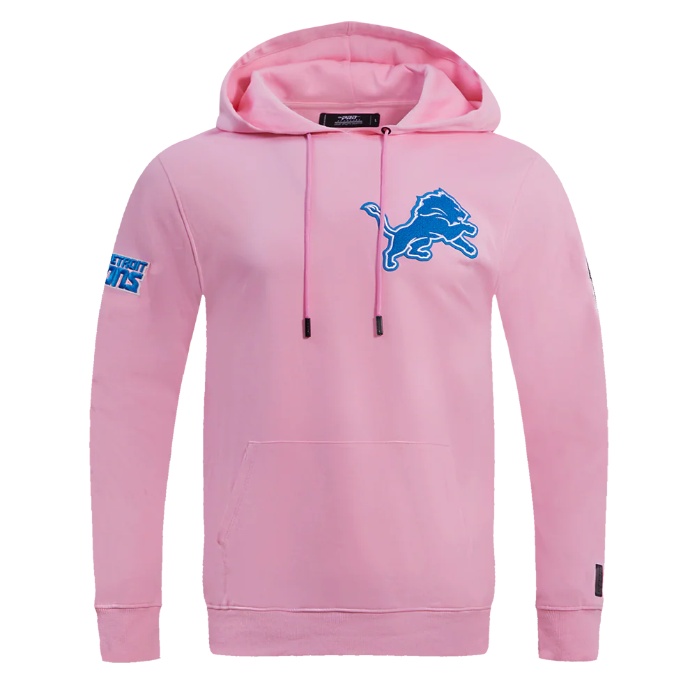 NFL DETROIT LIONS CLASSIC CHENILLE MEN'S PULLOVER HOODIE (PINK)