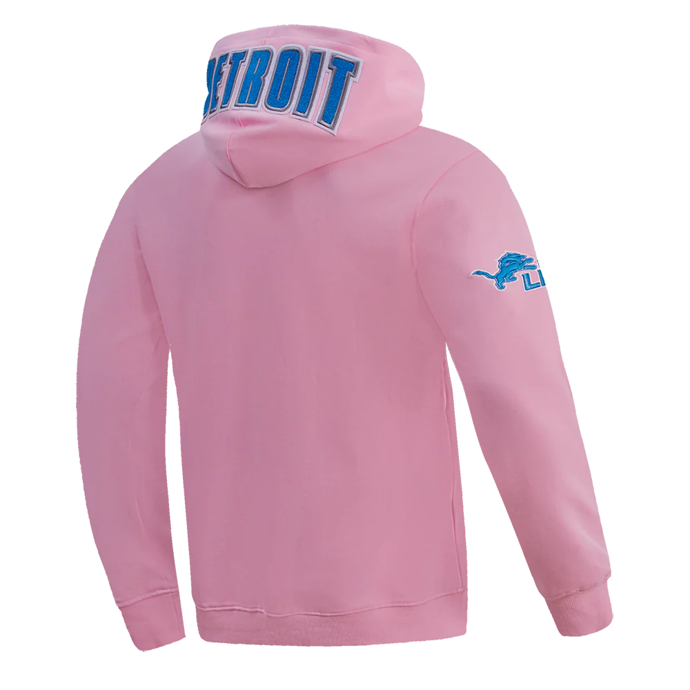 NFL DETROIT LIONS CLASSIC CHENILLE MEN'S PULLOVER HOODIE (PINK) - Image 4