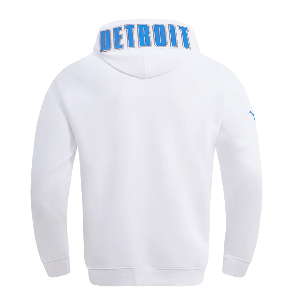 NFL DETROIT LIONS CLASSIC CHENILLE MEN'S DOUBLE KNIT PULLOVER HOODIE (WHITE) - Image 3