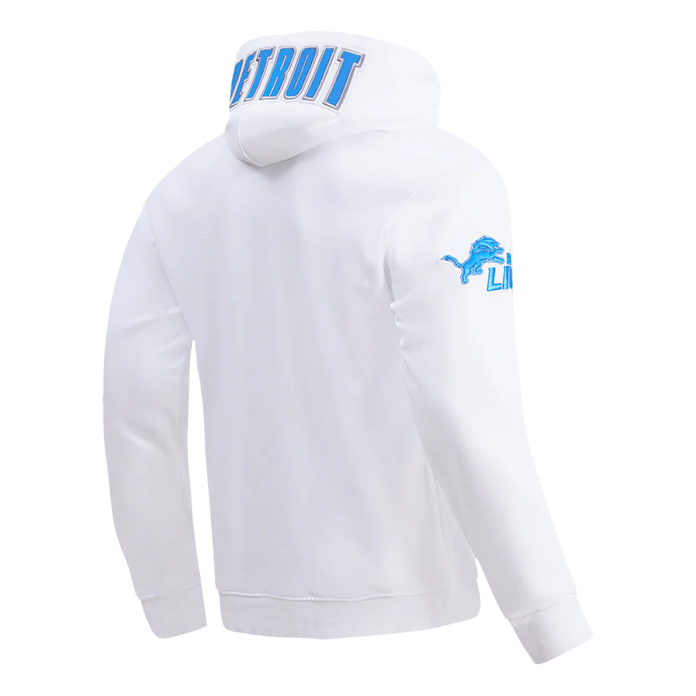 NFL DETROIT LIONS CLASSIC CHENILLE MEN'S DOUBLE KNIT PULLOVER HOODIE (WHITE) - Image 4