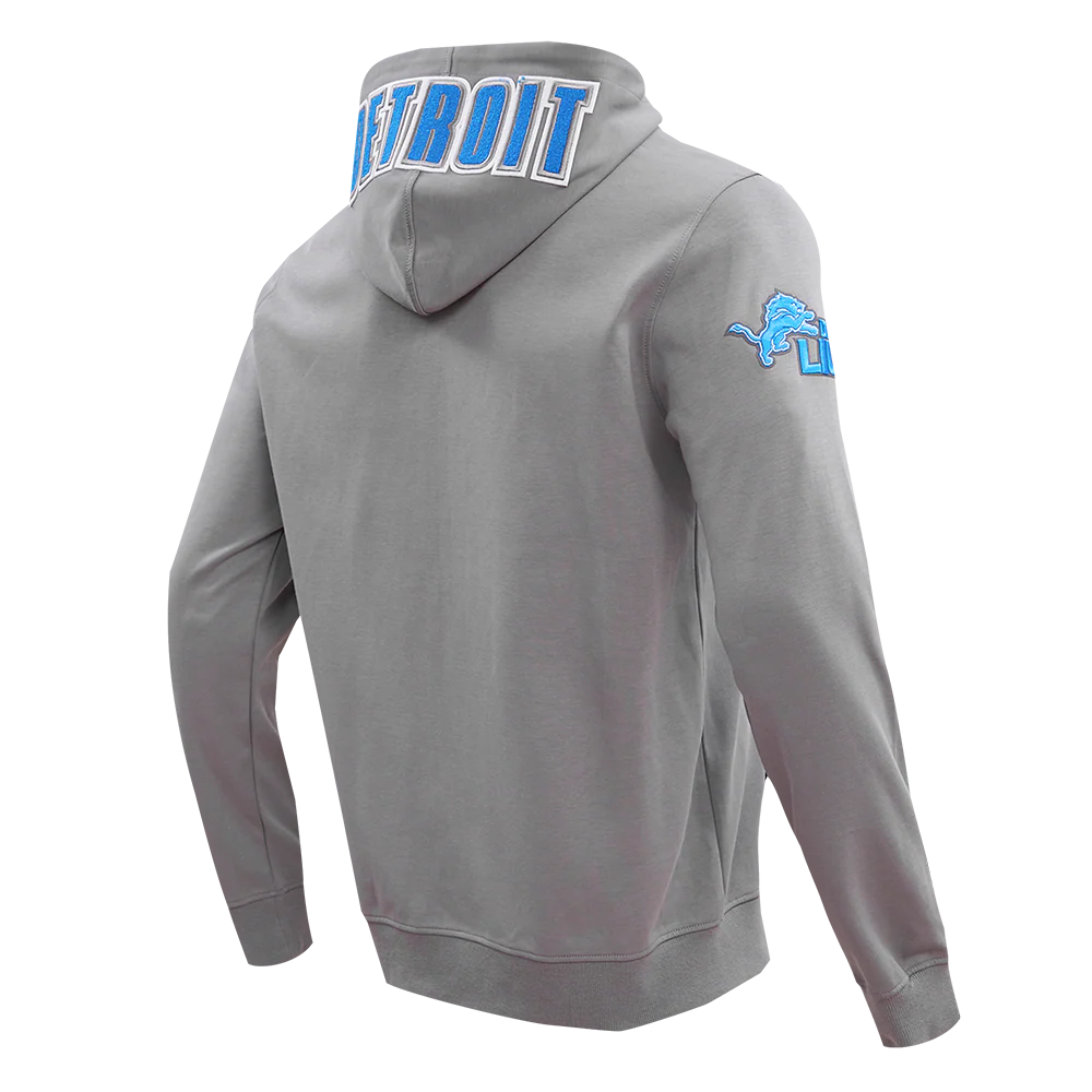 NFL DETROIT LIONS CLASSIC CHENILLE MEN'S DK FULL ZIP PULLOVER HOODIE (GRAY) - Image 4