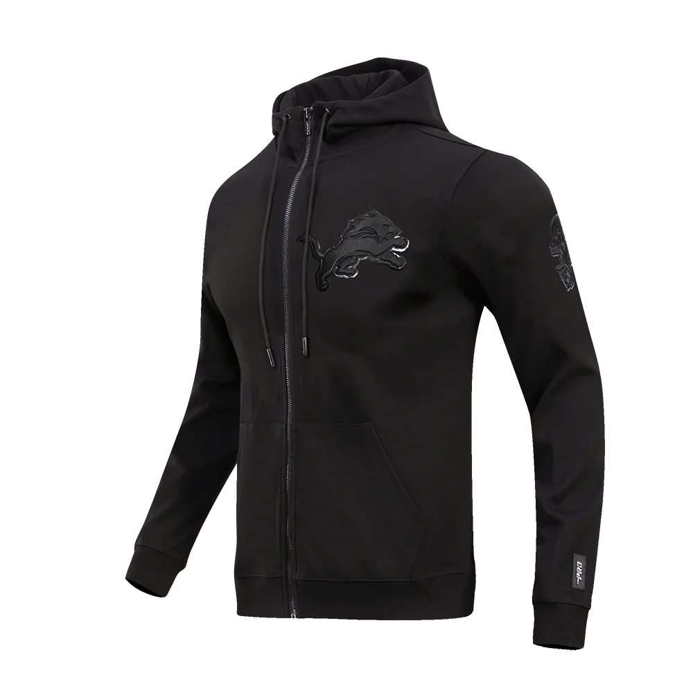 NFL DETROIT LIONS TRIPLE BLACK ZIP HOODIE (TRIPLE BLACK) - Image 2