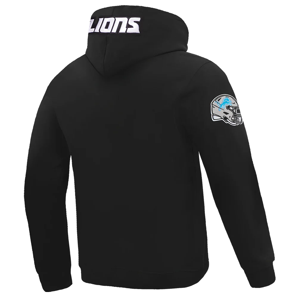 NFL DETROIT LIONS OLD ENGLISH MEN'S PULLOVER HOODIE (BLACK) - Image 4