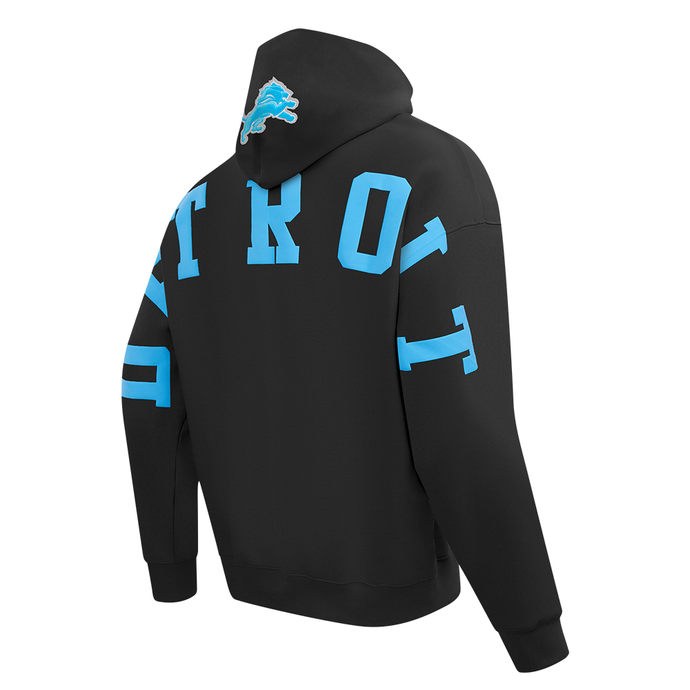 NFL DETROIT LIONS WINGSPAN MEN'S DROP SHOULDER FLEECE PULLOVER HOODIE (BLACK) - Image 6