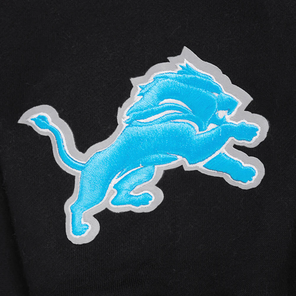 NFL DETROIT LIONS WINGSPAN MEN'S DROP SHOULDER FLEECE PULLOVER HOODIE (BLACK) - Image 8