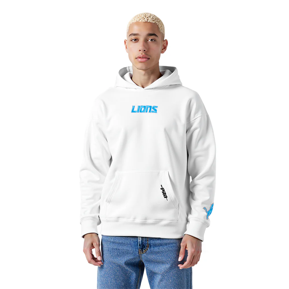 NFL DETROIT LIONS WINGSPAN MEN'S DROP SHOULDER FLC PO HOODIE (WHITE) - Image 2