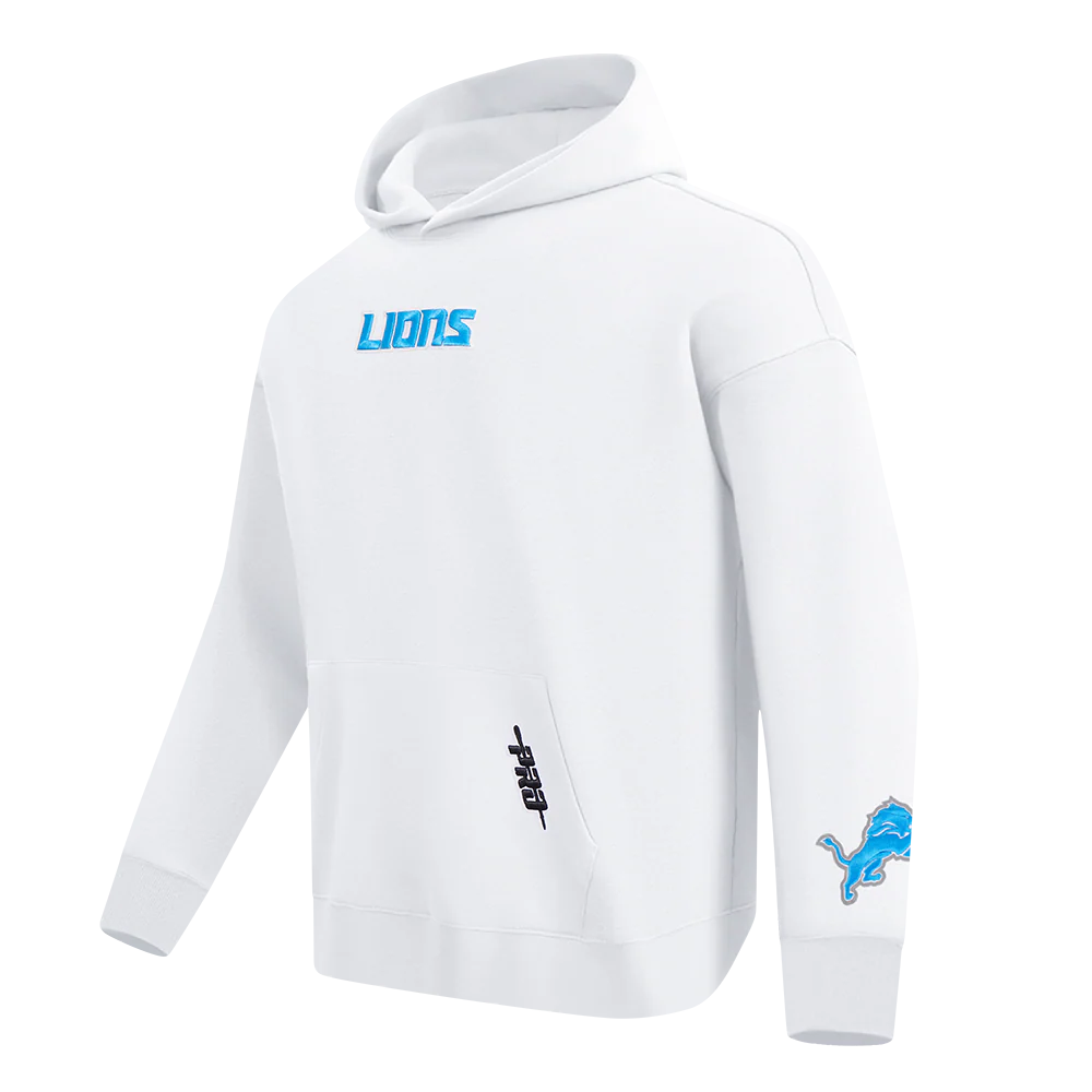 NFL DETROIT LIONS WINGSPAN MEN'S DROP SHOULDER FLC PO HOODIE (WHITE) - Image 3