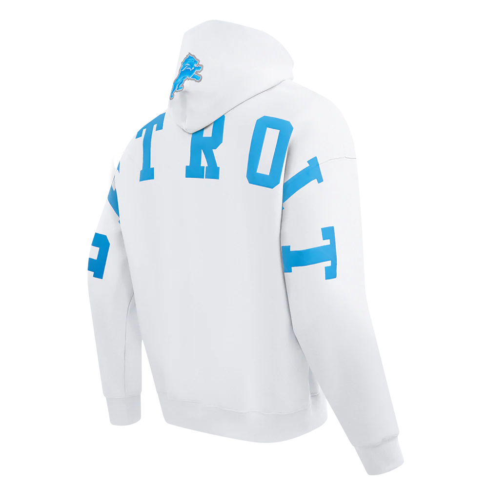 NFL DETROIT LIONS WINGSPAN MEN'S DROP SHOULDER FLC PO HOODIE (WHITE) - Image 4