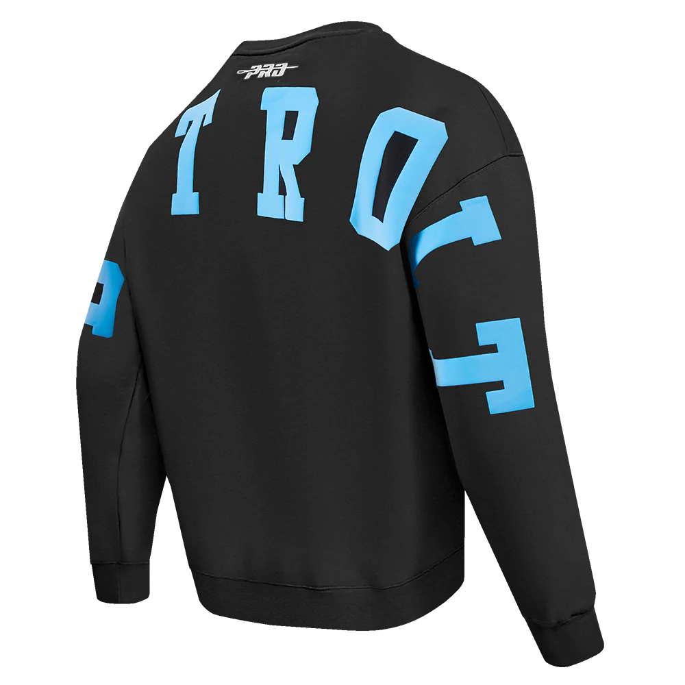 NFL DETROIT LIONS WINGSPAN MEN'S DROP SHOULDER FLEECE CREWNECK (BLACK) - Image 6