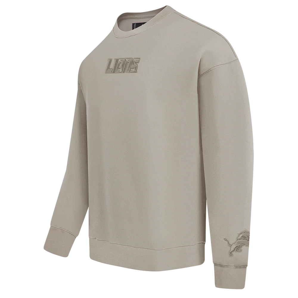 NFL DETROIT LIONS WINGSPAN MEN'S DROP SHOULDER FLEECE CREWNECK (TAUPE) - Image 5