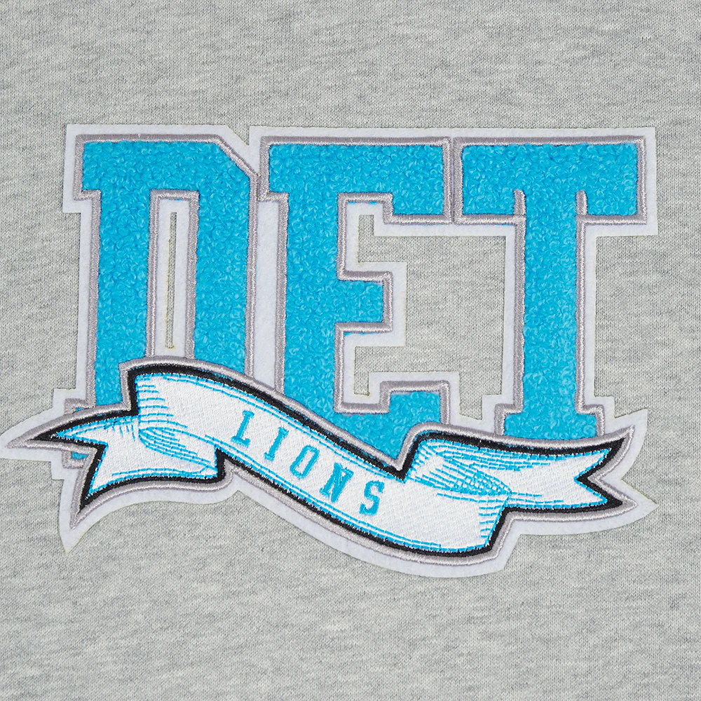 NFL DETROIT LIONS TEAM PENNANTS MEN'S RIB FLEECE PULLOVER HOODIE (HEATHER GRAY/BLACK) - Image 5