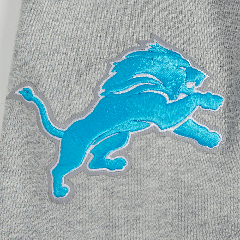 NFL DETROIT LIONS TEAM PENNANTS MEN'S RIB FLEECE PULLOVER HOODIE (HEATHER GRAY/BLACK) - Image 6