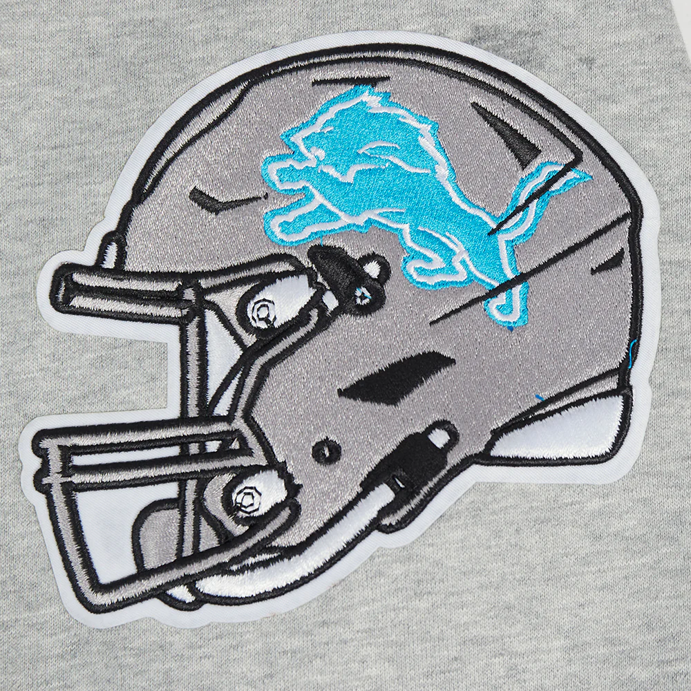 NFL DETROIT LIONS TEAM PENNANTS MEN'S RIB FLEECE PULLOVER HOODIE (HEATHER GRAY/BLACK) - Image 7