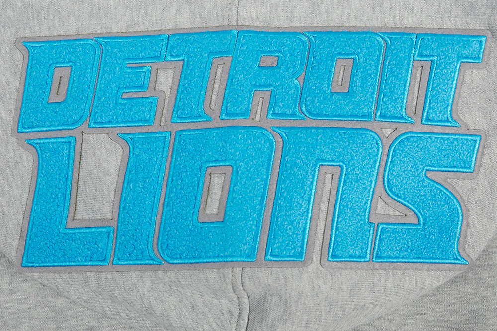 NFL DETROIT LIONS TEAM PENNANTS MEN'S RIB FLEECE PULLOVER HOODIE (HEATHER GRAY/BLACK) - Image 9