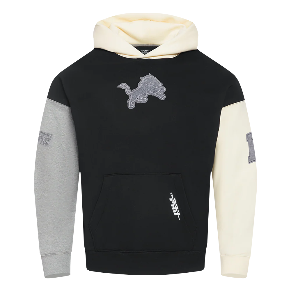 NFL DETROIT LIONS REVERSE FRENCH TERRY MEN'S COLORBLOCK FLEECE PULLOVER HOODIE