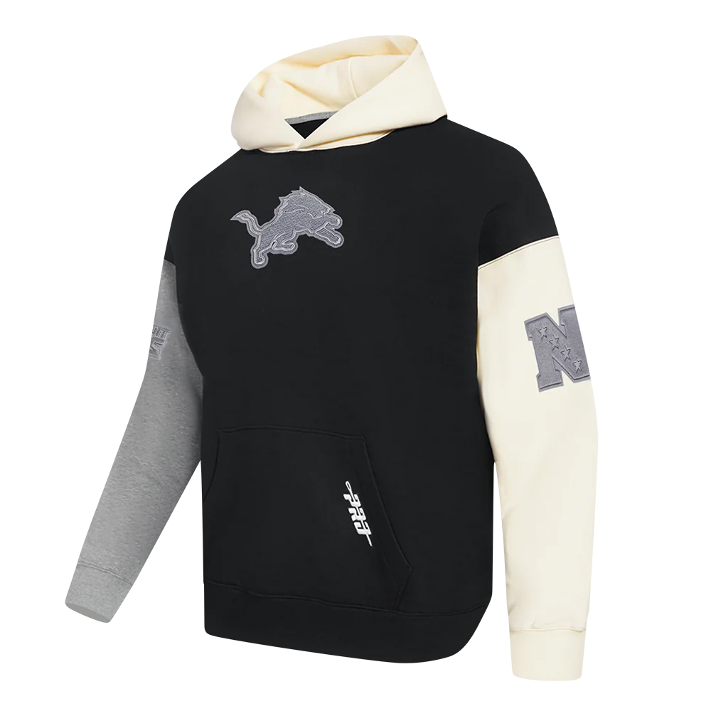 NFL DETROIT LIONS REVERSE FRENCH TERRY MEN'S COLORBLOCK FLEECE PULLOVER HOODIE - Image 2