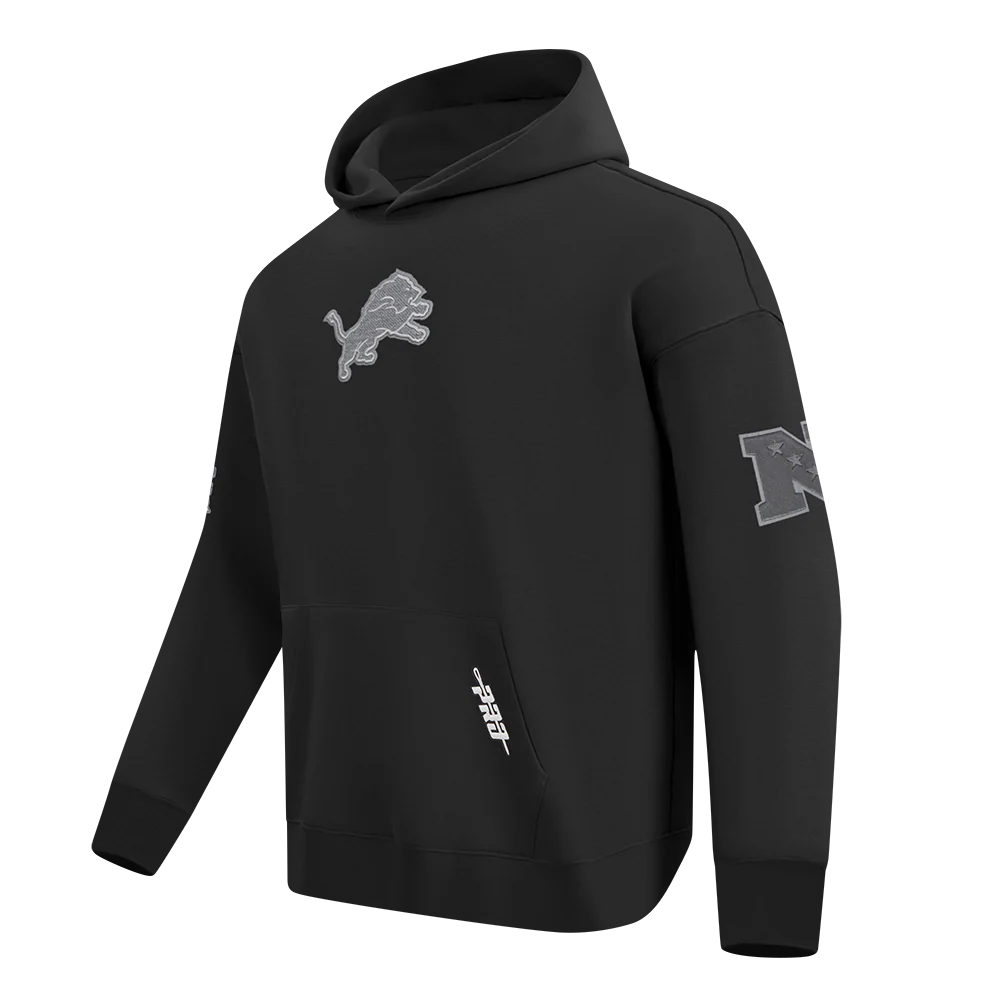 NFL DETROIT LIONS REVERSE FRENCH TERRY MEN'S DROP SHOULDER FLC PO HO (BLACK) - Image 2