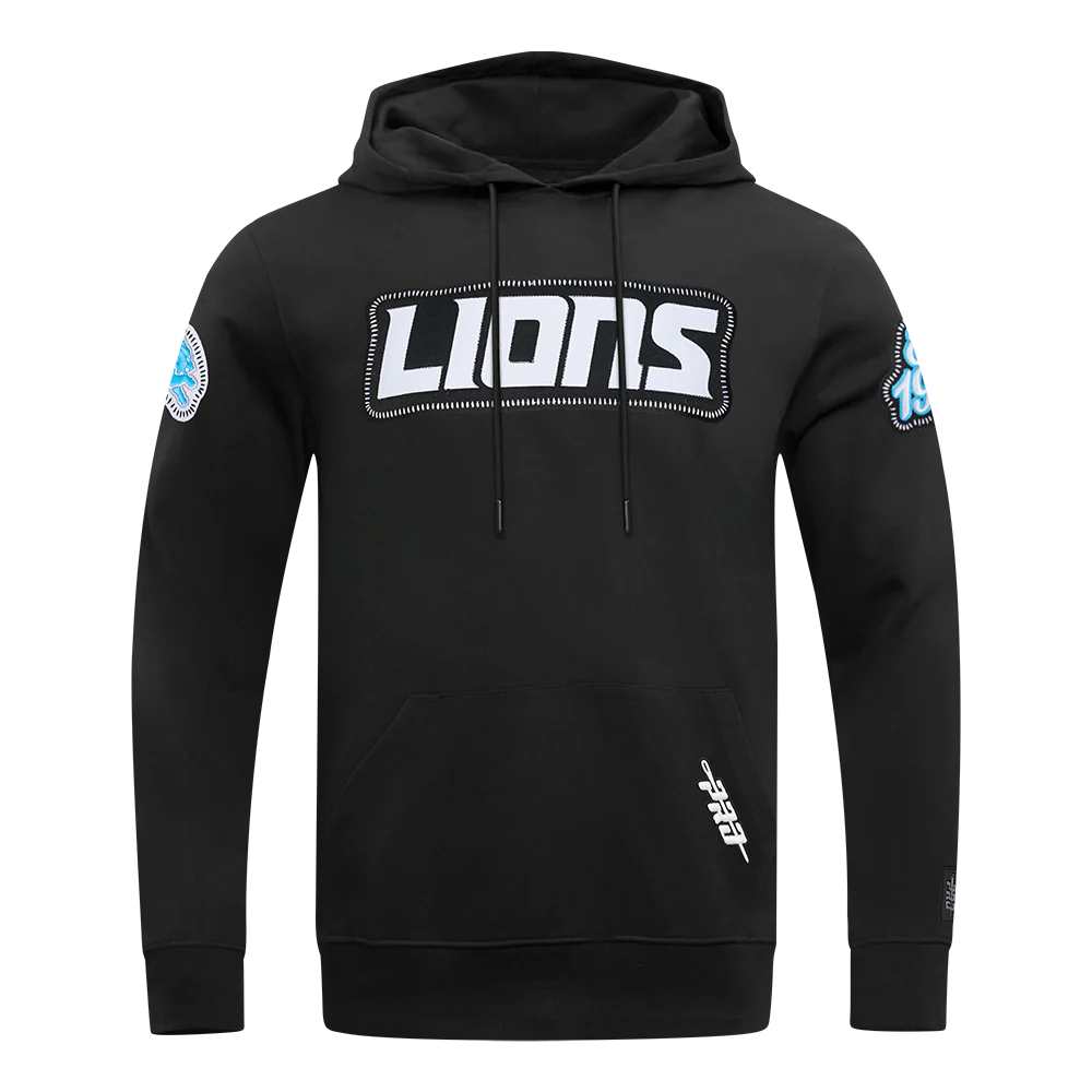 NFL DETROIT LIONS DIY PICK STITCH MEN'S DOUBLE KNIT PULLOVER HOODIE (BLACK)