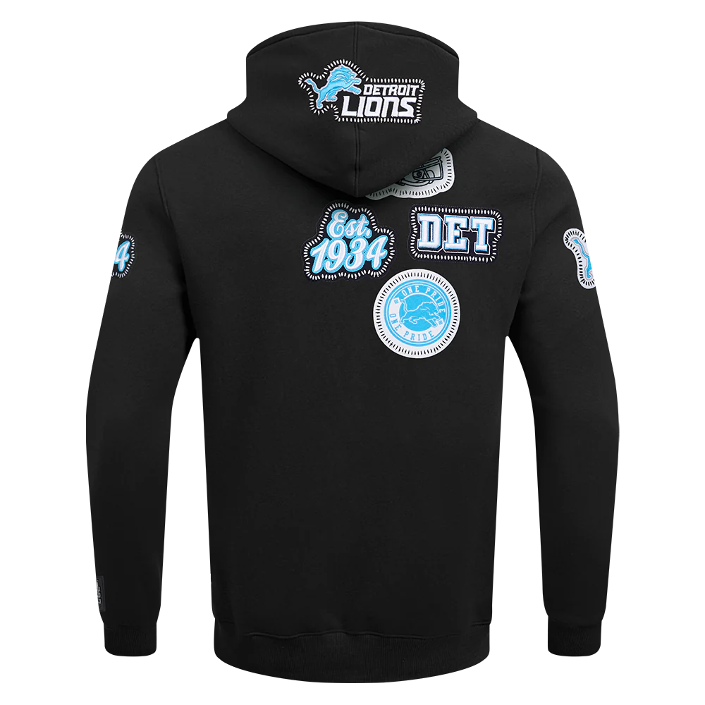 NFL DETROIT LIONS DIY PICK STITCH MEN'S DOUBLE KNIT PULLOVER HOODIE (BLACK) - Image 3
